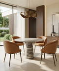 Allyson 42" Solid Grey Marble Round Dining Table 