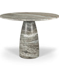 Allyson 42" Solid Grey Marble Round Dining Table -1