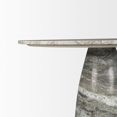 Allyson 42" Solid Grey Marble Round Dining Table -4