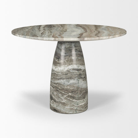Allyson 42" Solid Grey Marble Round Dining Table -6