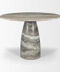 Allyson 42" Solid Grey Marble Round Dining Table -7