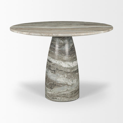 Allyson 42" Solid Grey Marble Round Dining Table -7