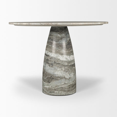 Allyson 42" Solid Grey Marble Round Dining Table -8