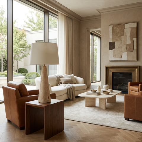Almeria Natural Travertine Table Lamp