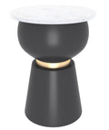 Alora White Marble and Black Iron End Table-1