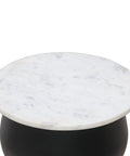 Alora White Marble and Black Iron End Table-2