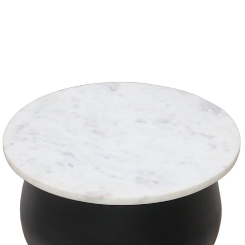 Alora White Marble and Black Iron End Table-2
