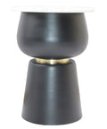 Alora White Marble and Black Iron End Table-3