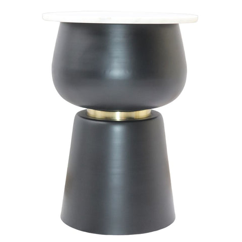 Alora White Marble and Black Iron End Table-3
