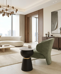 Alora White Marble and Black Iron End Table