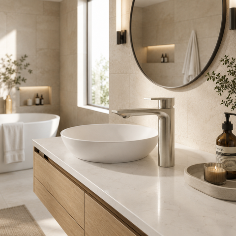 Alpha Brushed Nickel Single Hole Bathroom Faucet