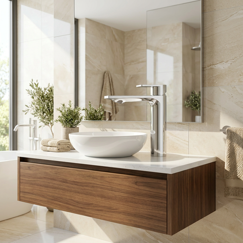 Alpha polished chrome single hole bathroom faucet