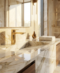 Alpha Polished Gold Single Hole Bathroom Faucet Aquabrass