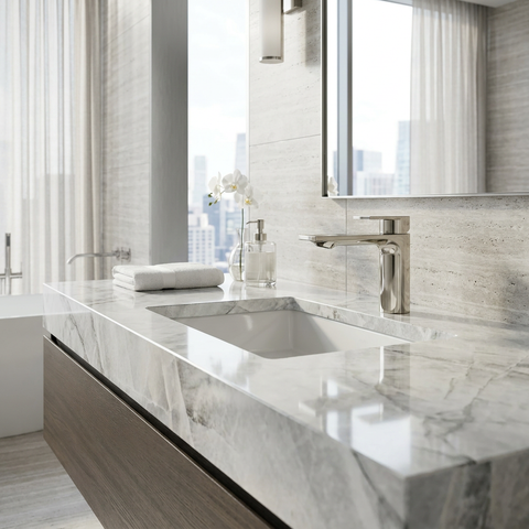 Alpha Polished Nickel Single Hole Bathroom Faucet