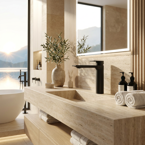 Alpha Tall Black Single Hole Bathroom Faucet
