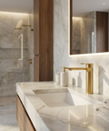 Alpha Tall Brushed Gold Single Hole Bathroom Faucet