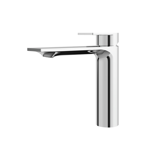 Alpha Tall Polished Chrome Single Hole Bathroom Faucet - Aquabrass