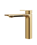 Alpha Tall Polished Gold Single Hole Bathroom Faucet - Aquabrass