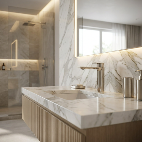 Alpha Tall Polished Nickel Single Hole Bathroom Faucet - Aquabrass