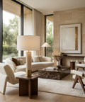 Amadora Travertine and Antique Brass Table Lamp 