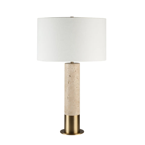 Amadora Travertine and Antique Brass Table Lamp -1