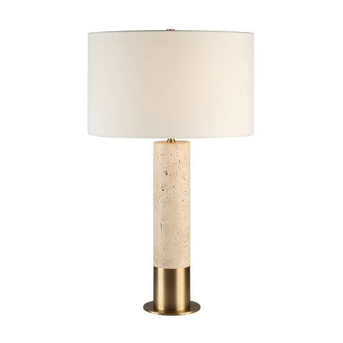 Amadora Travertine and Antique Brass Table Lamp -2