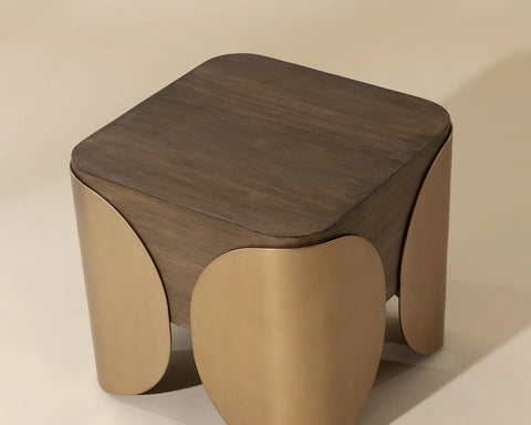 Amarula Dark Brown Timber-Look Concrete End Table-2