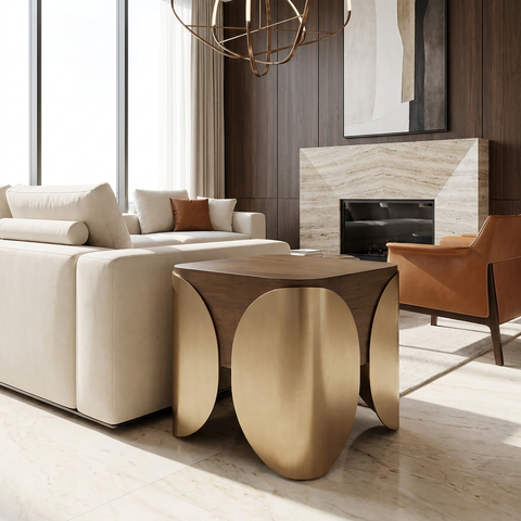 Amarula Dark Brown Timber-Look Concrete End Table