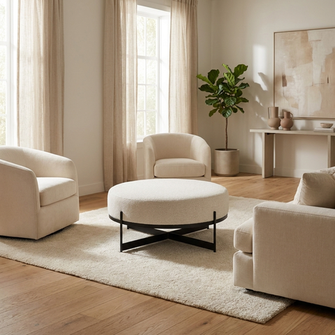 Amelia Cream Boucle Ottoman 