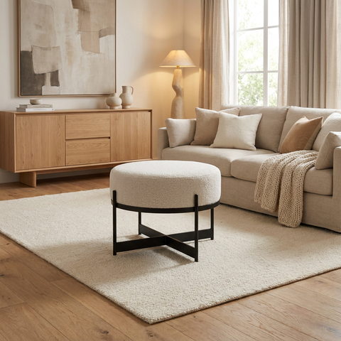 Amelia Cream Boucle Pouf