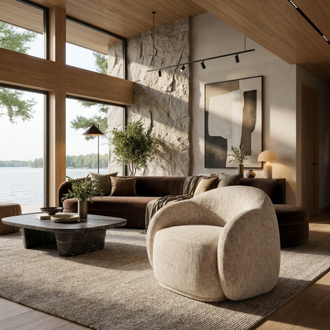 Amriel Beige Fabric Accent Chair