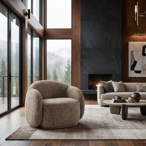 Amriel Brown Fabric Accent Chair