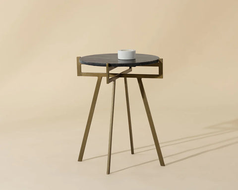 Anak Black Marble and Antique Brass End Table-2