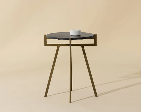 Anak Black Marble and Antique Brass End Table-3