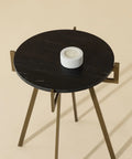 Anak Black Marble and Antique Brass End Table-5