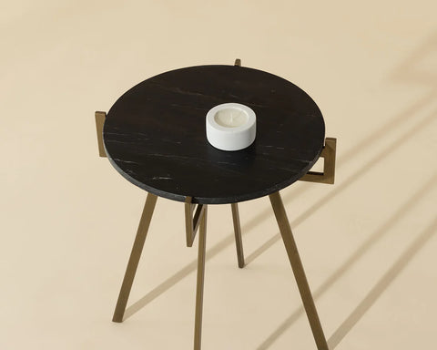 Anak Black Marble and Antique Brass End Table-5