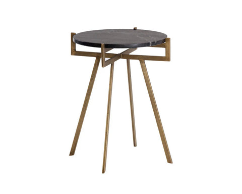 Anak Black Marble and Antique Brass End Table-6