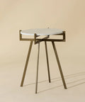 Anak White Marble and Antique Brass End Table -2