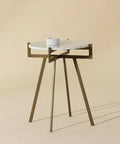 Anak White Marble and Antique Brass End Table -3