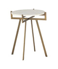 Anak White Marble and Antique Brass End Table -5