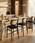 Annex Black Velvet Rattan Counter Stool 