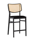 Annex Black Velvet Rattan Counter Stool -1