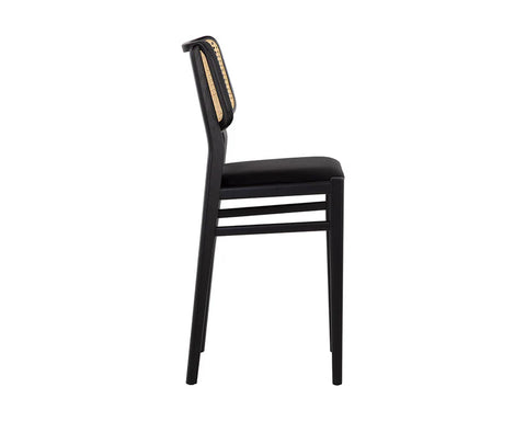 Annex Black Velvet Rattan Counter Stool -2