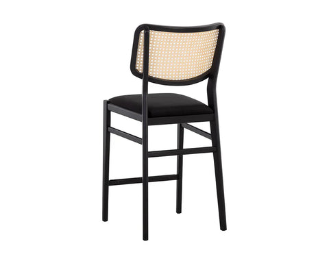 Annex Black Velvet Rattan Counter Stool -3