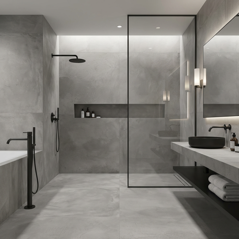 Grey concrete floor tile
