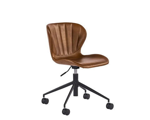 Arabella Cognac Faux Leather Swivel Office Chair-1