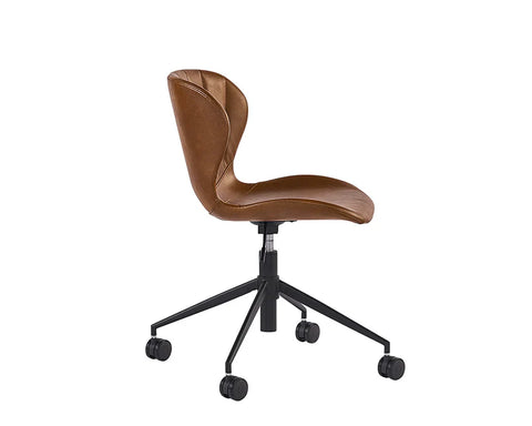 Arabella Cognac Faux Leather Swivel Office Chair-2