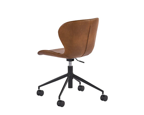 Arabella Cognac Faux Leather Swivel Office Chair-3