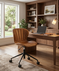 Arabella Cognac Faux Leather Swivel Office Chair