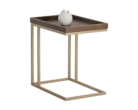 Arden Raw Umber Oak C-Shaped End Table -1